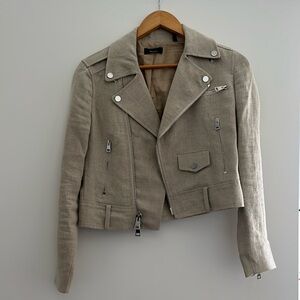 Theory Linen/ Cotton Moto Jacket